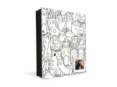 Armoire porte-clés de décoration avec tableau K02 Doodle des chats