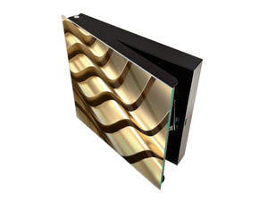 Decorative Key Box with Magnetic Glass Dry-Erase Board KN08 Golden Waves Series: Abstract waves