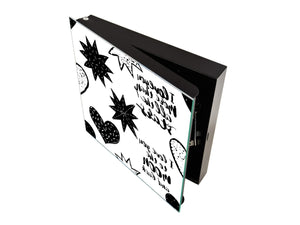 Pizarra de vidrio magnética con Caja para llaves  K16 Doodle de textos  Amor de luna