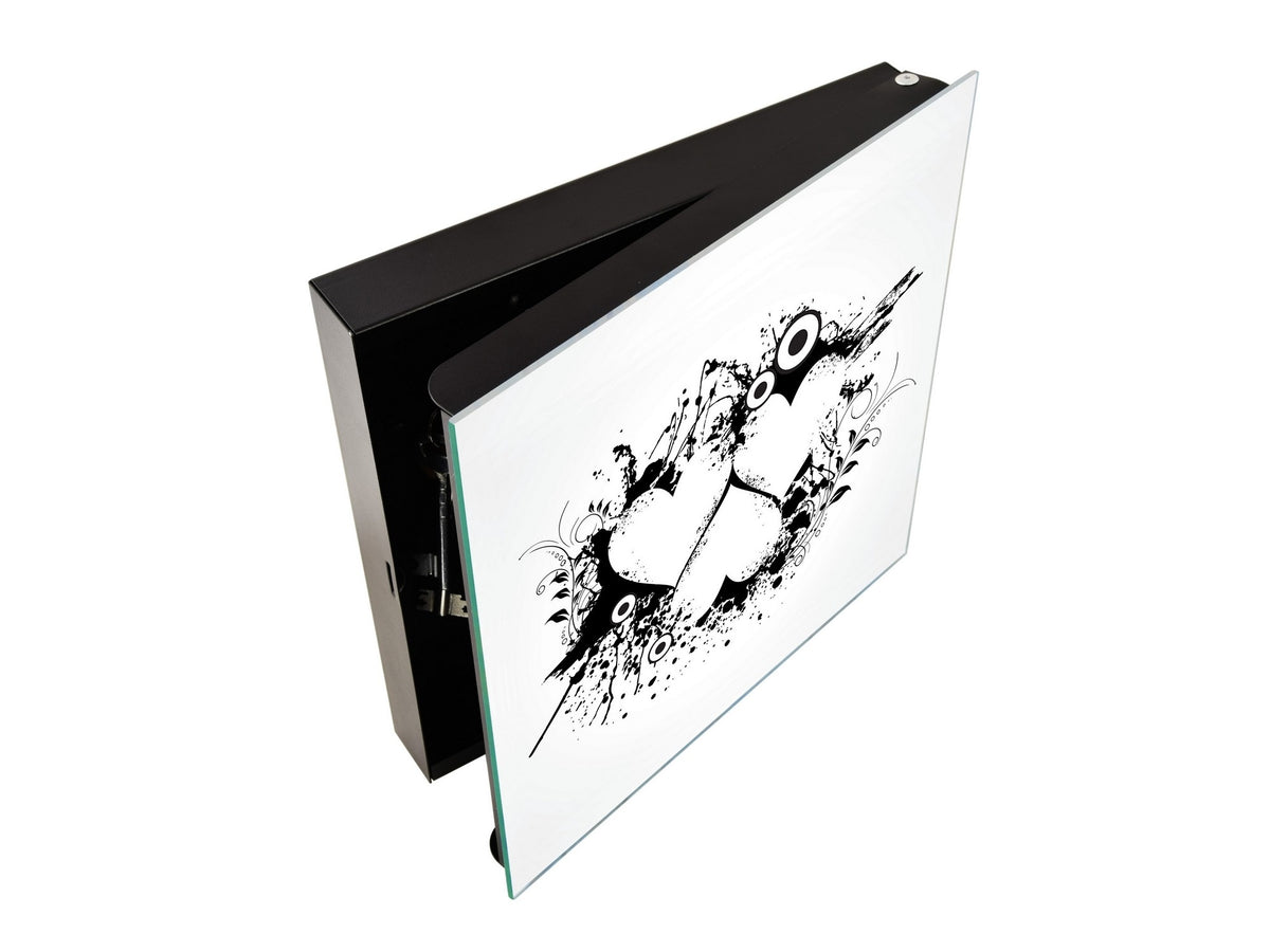 Key Cabinet Storage Box with Frameless Glass White Board K15 Chic world: Three hearts