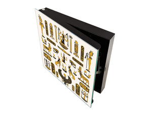 Petite boîte pour clés en métal avec motif décoratif K12 Symboles égyptiens anciens