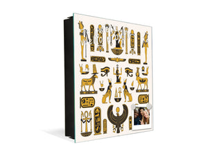 Petite boîte pour clés en métal avec motif décoratif K12 Symboles égyptiens anciens