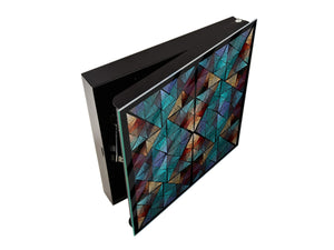 Dekorative Key Box mit magnetischer, trocken abwischbarer Glastafel K14 Weltliche Motive:  Abstraktes Buntglas