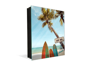 Caja Llavero con 50 ganchos para pequeña empresa K03 Tabla de surf con palmera