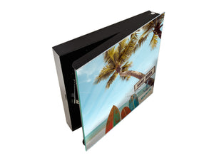  Tableau avec surface magnétique et petite armoire pour les clés K03 Planche de surf avec palmier