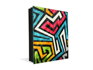 Dekorative Key Box mit magnetischer, trocken abwischbarer Glastafel K14 Weltliche Motive:  Drei farben