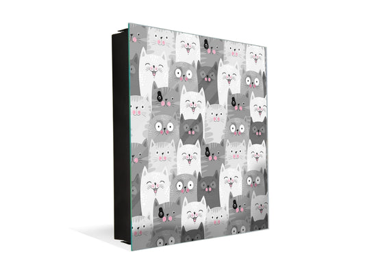 Armoire porte-clés de décoration avec tableau K02 Drôles de chats
