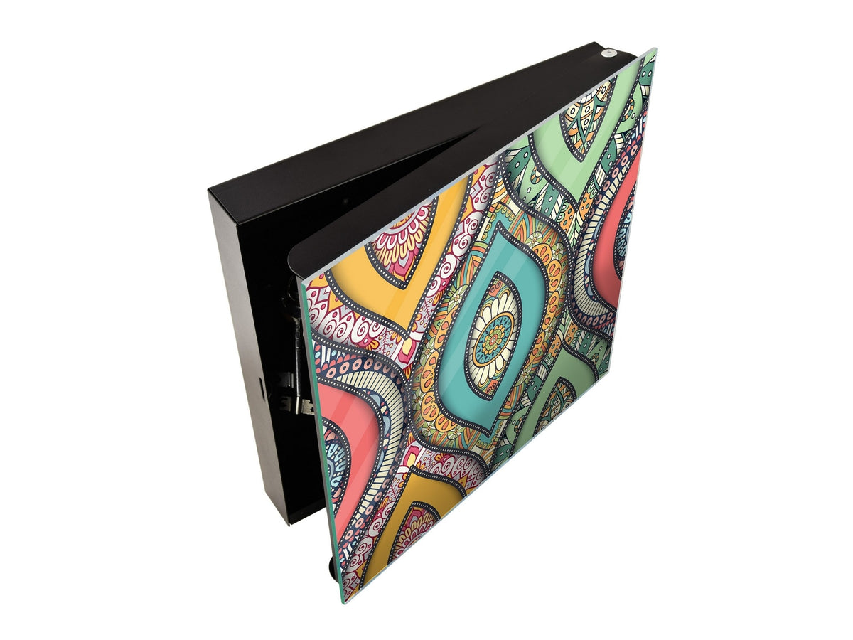 Wall Mount Key Box together with Decorative Dry Erase Board K14 Worldly motives: Indian motif