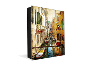 Dekorative Key Box mit magnetischer, trocken abwischbarer Glastafel K14 Weltliche Motive:  Venedig Brücke