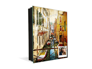 Caja de llaves de montaje en pared junto con Tablero de borrado en seco decorativo K14 Temas del mundo Puente de Venecia