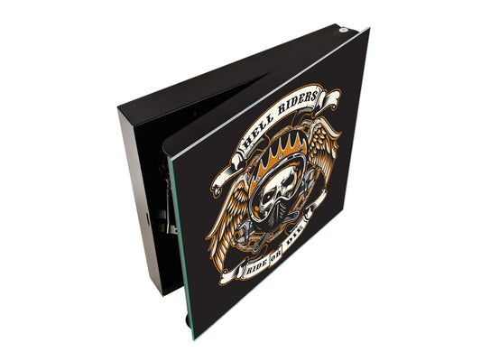 Caja Llavero con 50 ganchos para pequeña empresa K03 Cráneo de morotista en camiseta