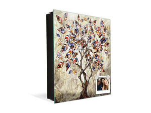 Dekorative Key Box mit magnetischer, trocken abwischbarer Glastafel K14 Weltliche Motive:  Baum der Farben