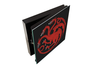 Caja de cerradura con llave Soporte de almacenamiento K05 Signo heráldico de Targaryen Cuadro para llaves de 50 ganchos K05 Signo heráldico de Targaryen
