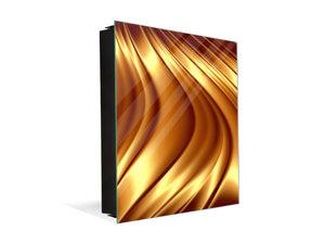 Decorative Key Box with Magnetic Glass Dry-Erase Board KN08 Golden Waves Series: Liquid gold 2