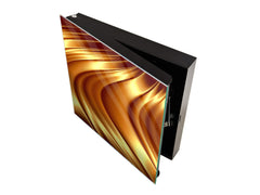 Decorative Key Box with Magnetic Glass Dry-Erase Board KN08 Golden Waves Series: Liquid gold 2