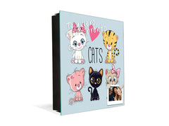 Cajetín de llaves con Pizarra de cristal -50 hooks K07 Gatos lindos