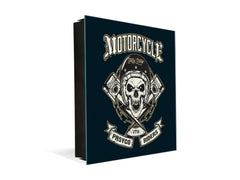  Tableau avec surface magnétique et petite armoire pour les clés K03 Crâne de Biker