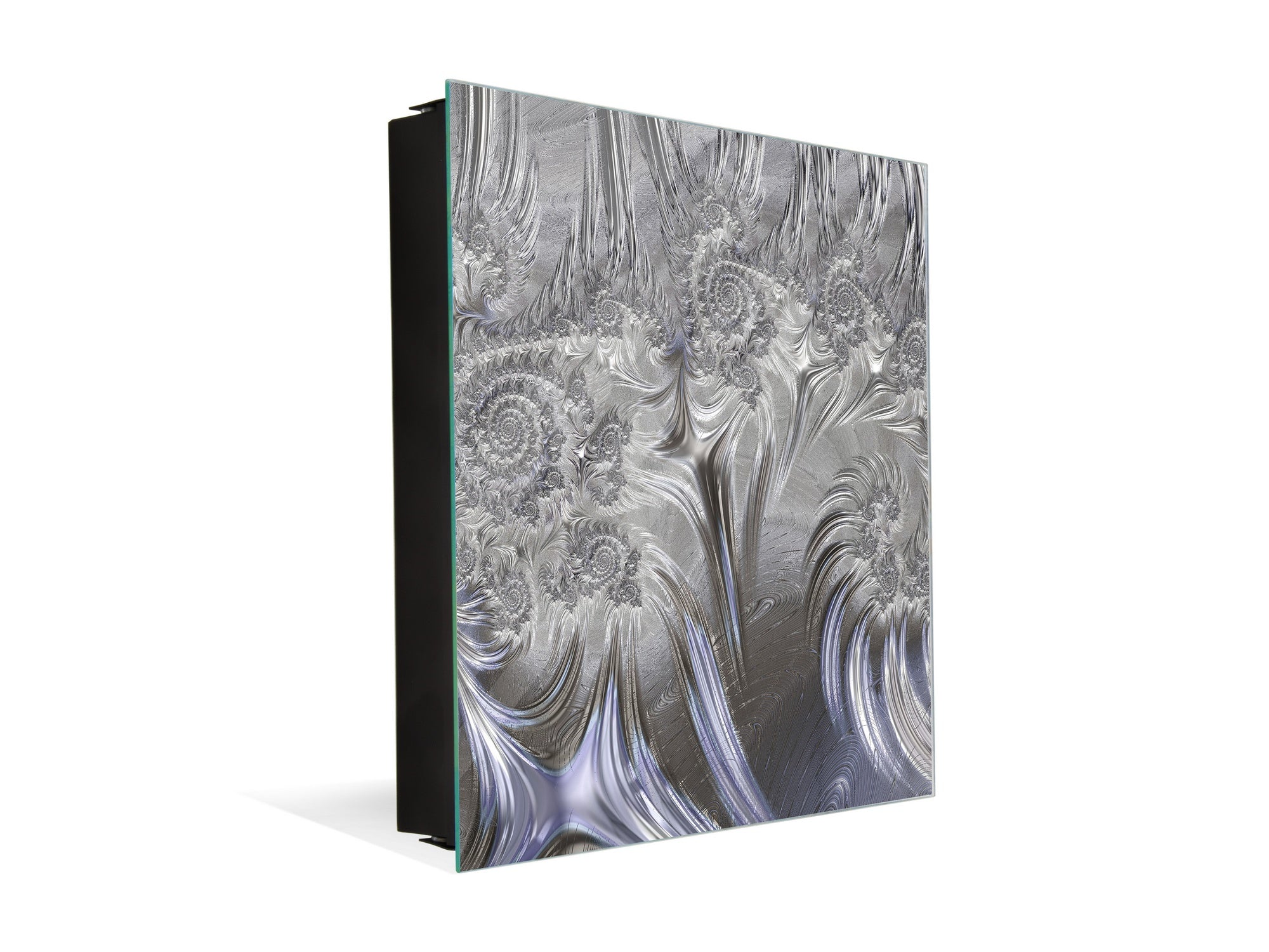 Key Cabinet Storage Box with Frameless Glass White Board KN10 Decorative Surfaces Series: Silver waves