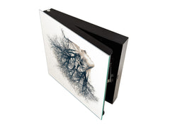 Pizarra de Cristal magnética con Cuadro para llaves K05 Mujer joven y árbol