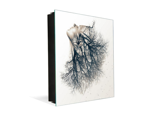 Petite boîte de décoration pour clés avec images au choix K05 Jeune femme et un arbre