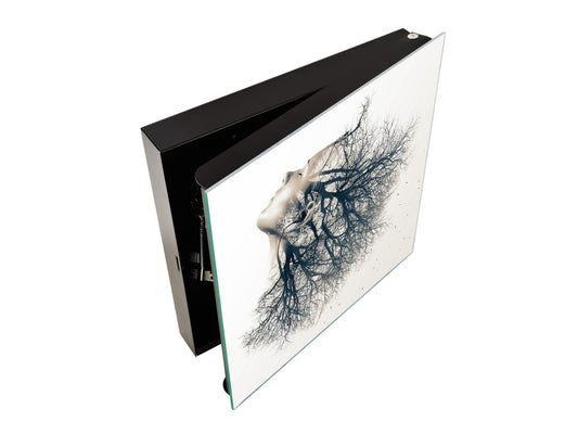 Petite boîte de décoration pour clés avec images au choix K05 Jeune femme et un arbre