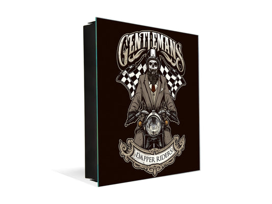  Tableau avec surface magnétique et petite armoire pour les clés K03 Squelette sur une moto