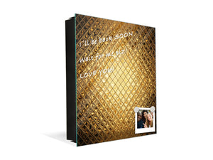 Decorative Key Box with Magnetic Glass Dry-Erase Board KN08 Golden Waves Series: Sparkling pattern