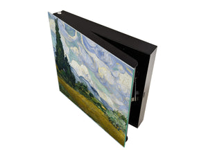 Key Cabinet together with Magnetic Glass Markerboard KN12 Paintings Series: Wheat Field with Cypresses by Van Gogh