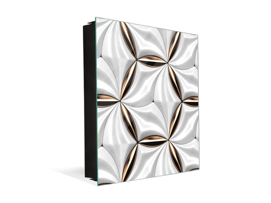Key Cabinet Storage Box with Frameless Glass White Board KN10 Decorative Surfaces Series: Golden-white tiles