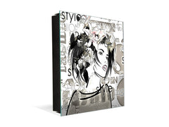 50 Key lock Box storage holder K13 Art monochrome girl face