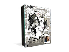 50 Key lock Box storage holder K13 Art monochrome girl face