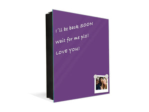 Dekorative Key Box mit magnetischer, trocken abwischbarer Glastafel K18A Reihe von Farben: Dark Violet