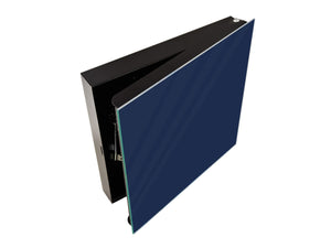 Dekorative Key Box mit magnetischer, trocken abwischbarer Glastafel K18A Reihe von Farben: Dark Navy Blue