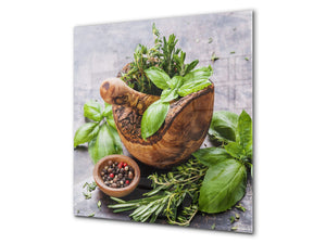 Elegante Hartglasrückwand - Glasrückwand für Küche BS01 Serie Kräuter: Herbs Spices 8