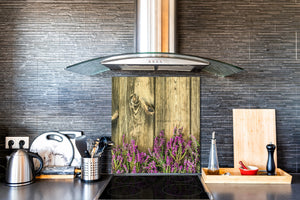 Elegante paraschizzi vetro temperato – Paraspruzzi cucina vetro – Pannello vetro BS01 Serie erbe:  Lavanda 1