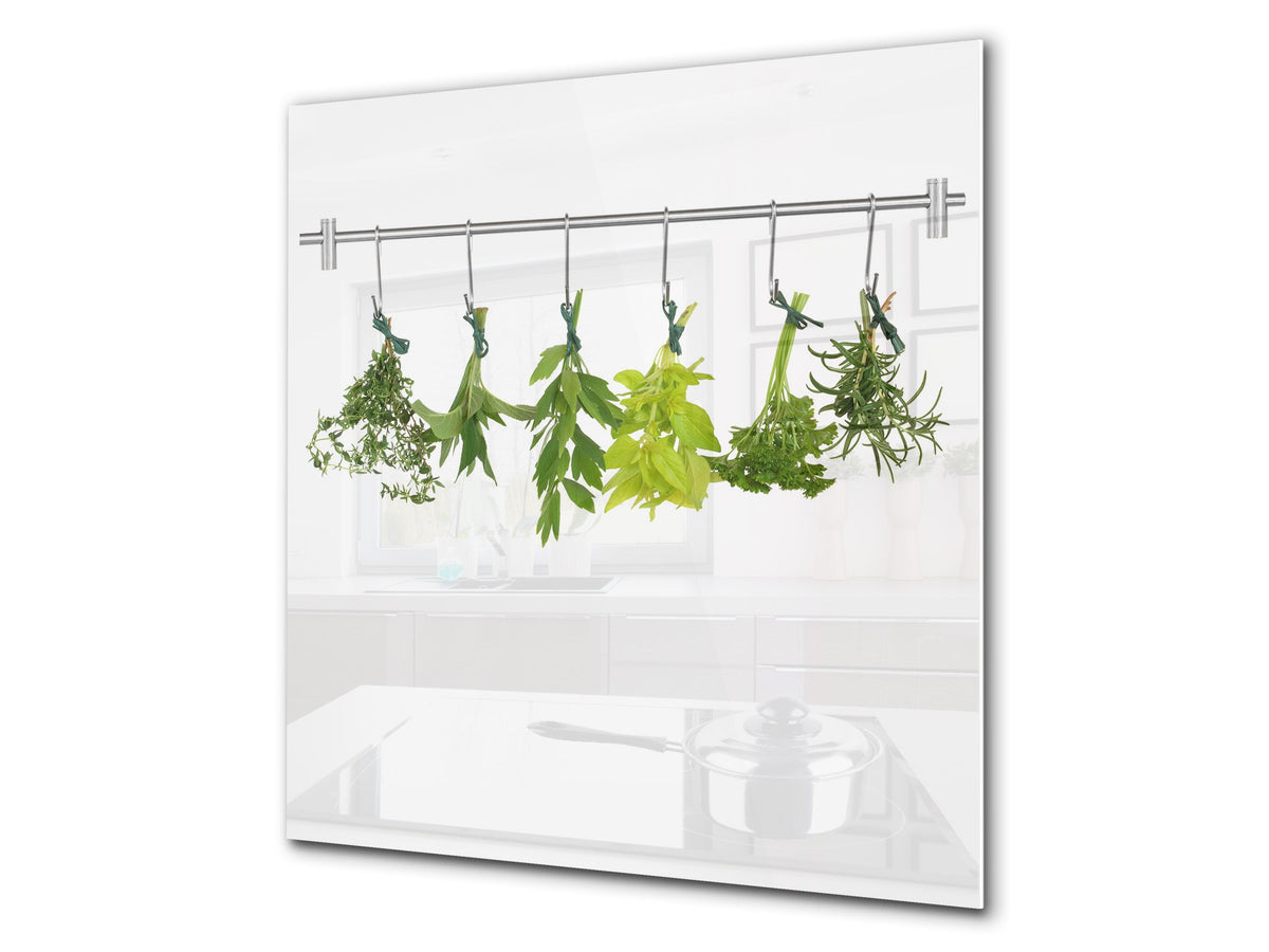 Stylish Tempered glass backsplash – Glass kitchen splashback BS01 Herbs Series: Hanging Herbs 4