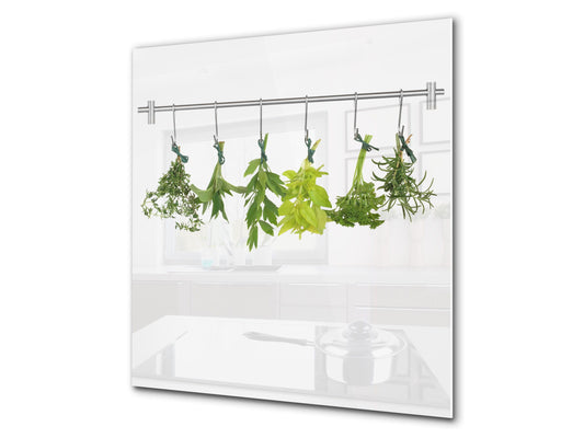 Stylish Tempered glass backsplash – Glass kitchen splashback BS01 Herbs Series: Hanging Herbs 4