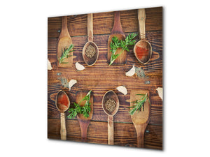 Elegante Hartglasrückwand - Glasrückwand für Küche BS01 Serie Kräuter: Herbs Spices 1