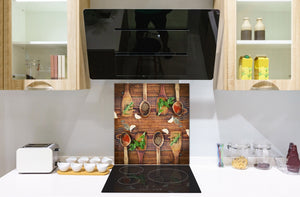 Elegante Hartglasrückwand - Glasrückwand für Küche BS01 Serie Kräuter: Herbs Spices 1