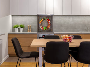 Elegante Hartglasrückwand - Glasrückwand für Küche BS01 Serie Kräuter: Spices Vegetables