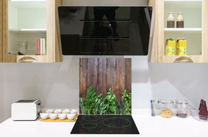 Elégant antiprojections verre sécurité – Antiprojections cuisine verre – Fond de paroi BS01 Série herbes   Herbes de bois