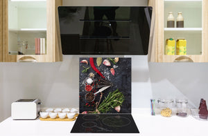 Stylish Tempered glass backsplash – Glass kitchen splashback BS01 Herbs Series: Concrete Spices 2