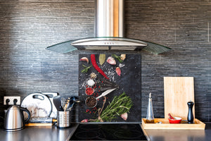 Stylish Tempered glass backsplash – Glass kitchen splashback BS01 Herbs Series: Concrete Spices 2
