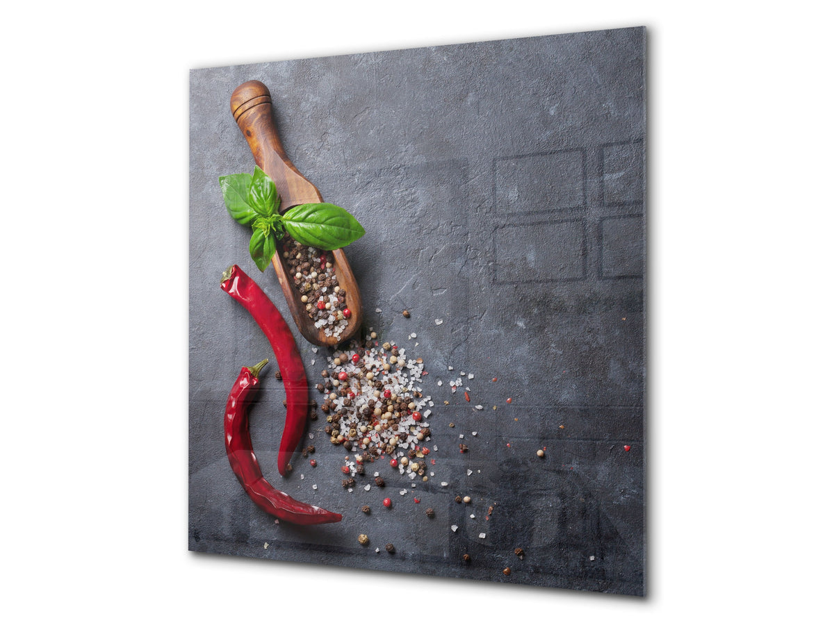 Stylish Tempered glass backsplash – Glass kitchen splashback BS01 Herbs Series: Spices Pepper