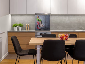 Elegante Hartglasrückwand - Glasrückwand für Küche BS01 Serie Kräuter: Spices Pepper