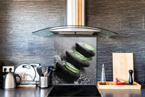 Pantalla anti-salpicaduras cocina – Frente de cocina de cristal templado – BS02 Serie Piedras: Hoja En La Piedra 1