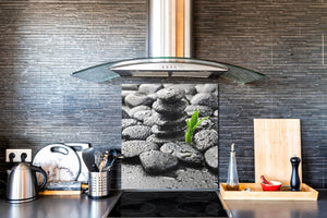 Pantalla anti-salpicaduras cocina – Frente de cocina de cristal templado – BS02 Serie Piedras: Gotas de agua sobre piedra 4