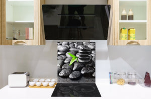 Pantalla anti-salpicaduras cocina – Frente de cocina de cristal templado – BS02 Serie Piedras: Gotas de agua sobre piedra 15