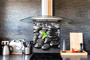 Originale pannello cucina vetro – Paraschizzi vetro – Pannello vetro artistico BS02 Serie pietre:  Gocce d'acqua di pietra 15