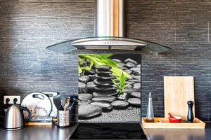 Pantalla anti-salpicaduras cocina – Frente de cocina de cristal templado – BS02 Serie Piedras: Gotas de agua sobre piedra 19